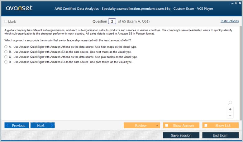 AWS Certified Data Analytics - Specialty Premium VCE Screenshot #1